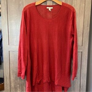 Chic Red Long Sleeve Women's Top